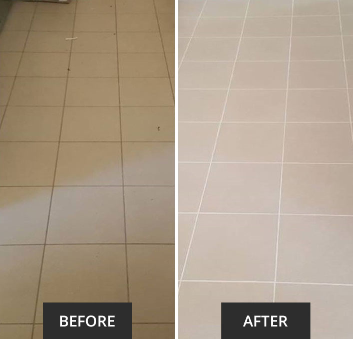 Tile and grout cleaning before and after