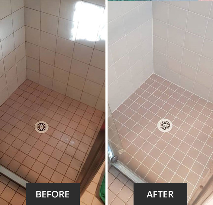 Shower makeover before and after